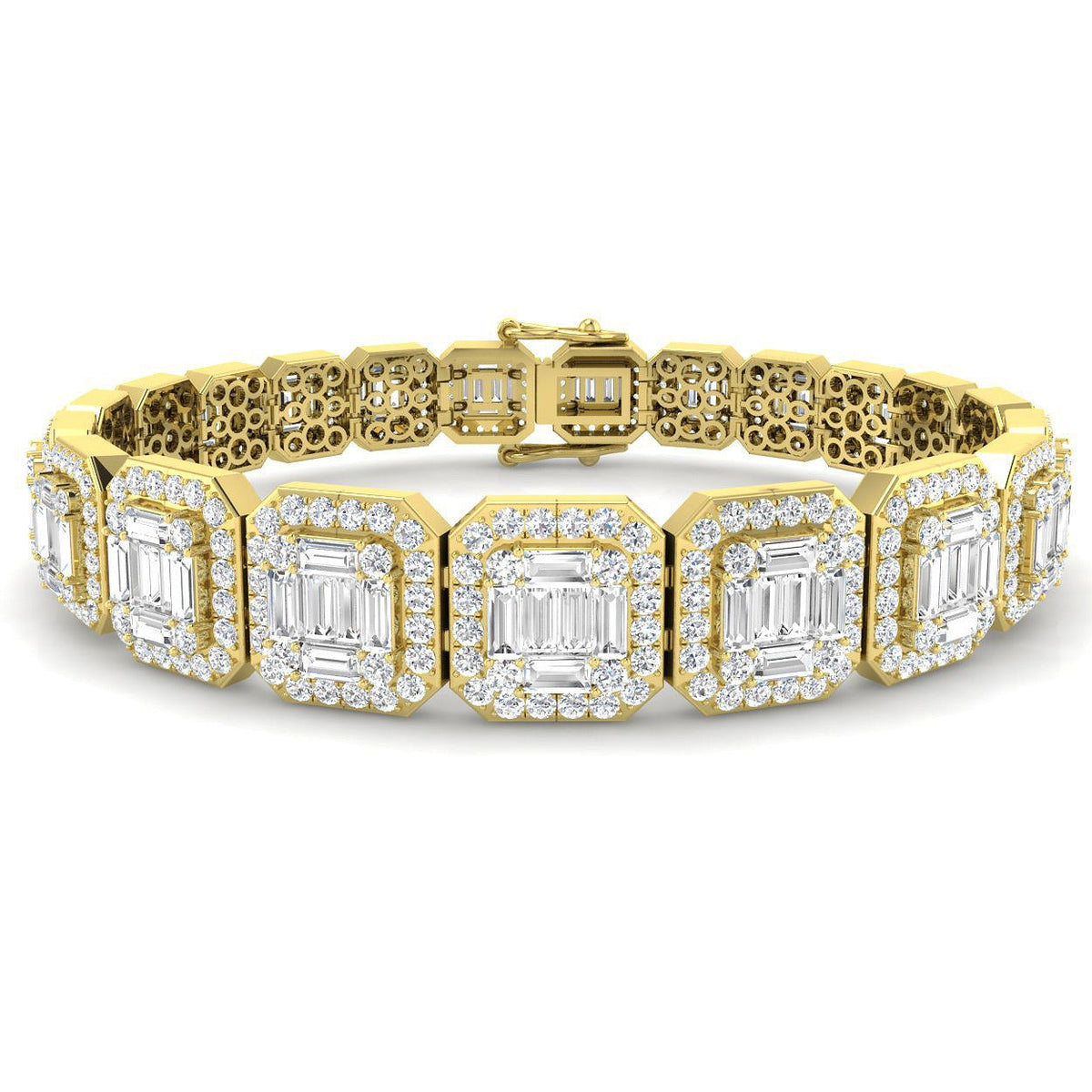 Natural Diamond 7.20Ct Emerald Style Bracelet in 10K/14K gold and platinum with certified lab-grown or natural diamonds