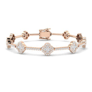 Diamond Clover Bracelet 2.75ct Natural Pave Set in 10K/14K gold and platinum with certified lab-grown or natural diamonds