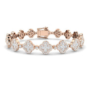 Vintage Inspired Clover Link Diamond Bracelet in 10K/14K gold and platinum with certified lab-grown or natural diamonds
