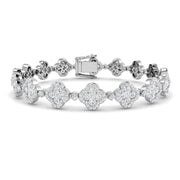 Vintage Inspired Clover Link Diamond Bracelet in 10K/14K gold and platinum with certified lab-grown or natural diamonds