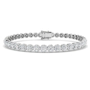 Lab Grown Diamond Halo Tennis Bracelet with Box Clasp & Safety Lock in 10K/14K gold and platinum with certified lab-grown or natural diamonds