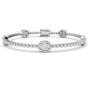 Round & Baguette Diamond Halo Bracelet in Gold & in 10K/14K gold and platinum with certified lab-grown or natural diamonds