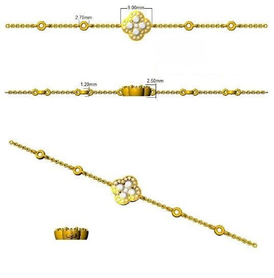 Clover Diamond Chain Bracelet with Bezel & Pave Set Natural Diamonds in 10K/14K gold and platinum with certified lab-grown or natural diamonds