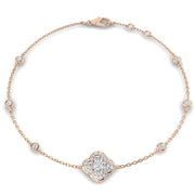Clover Diamond Chain Bracelet with Bezel & Pave Set Natural Diamonds in 10K/14K gold and platinum with certified lab-grown or natural diamonds