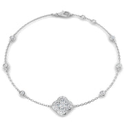 Clover Diamond Chain Bracelet with Bezel & Pave Set Natural Diamonds in 10K/14K gold and platinum with certified lab-grown or natural diamonds