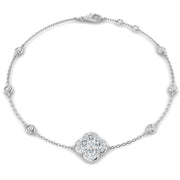 Clover Diamond Chain Bracelet with Bezel & Pave Set Natural Diamonds in 10K/14K gold and platinum with certified lab-grown or natural diamonds