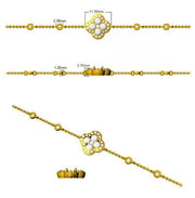 Clover Diamond Chain Bracelet with Bezel & Pave Set Natural Diamonds in 10K/14K gold and platinum with certified lab-grown or natural diamonds