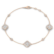 1.20Ct Clover Style Lab Grown or Natural Diamond Chain Bracelet in 10K/14K gold and platinum with certified lab-grown or natural diamonds