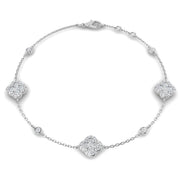1.20Ct Clover Style Lab Grown or Natural Diamond Chain Bracelet in 10K/14K gold and platinum with certified lab-grown or natural diamonds