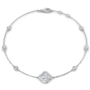 Clover Diamond Chain Bracelet with Bezel & Pave Set Natural Diamonds in 10K/14K gold and platinum with certified lab-grown or natural diamonds