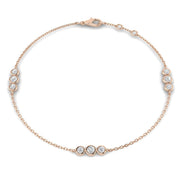 Round Natural Diamond Bezel Set Tennis Bracelet /Solid Gold or Platinum with Lobster Claw in 10K/14K gold and platinum with certified lab-grown or natural diamonds
