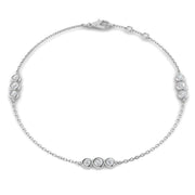 Round Natural Diamond Bezel Set Tennis Bracelet /Solid Gold or Platinum with Lobster Claw in 10K/14K gold and platinum with certified lab-grown or natural diamonds