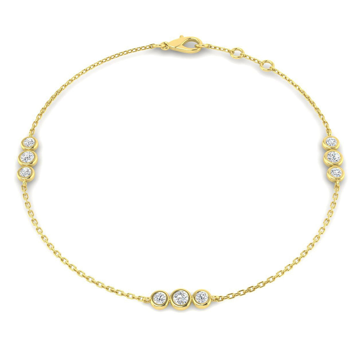 Round Natural Diamond Bezel Set Tennis Bracelet /Solid Gold or Platinum with Lobster Claw in 10K/14K gold and platinum with certified lab-grown or natural diamonds