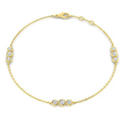 Round Natural Diamond Bezel Set Tennis Bracelet /Solid Gold or Platinum with Lobster Claw in 10K/14K gold and platinum with certified lab-grown or natural diamonds