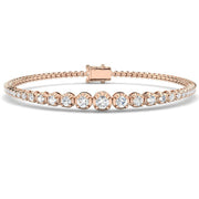 Round Lab Grown Diamond Graduate Tennis Bracelet in Platinum with Prong Set Box Clasp in 10K/14K gold and platinum with certified lab-grown or natural diamonds