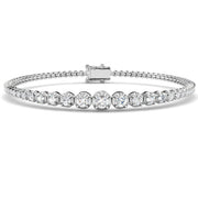 Round Lab Grown Diamond Graduate Tennis Bracelet in Platinum with Prong Set Box Clasp in 10K/14K gold and platinum with certified lab-grown or natural diamonds