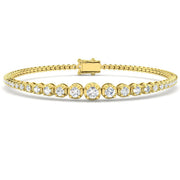 Round Lab Grown Diamond Graduate Tennis Bracelet in Platinum with Prong Set Box Clasp in 10K/14K gold and platinum with certified lab-grown or natural diamonds