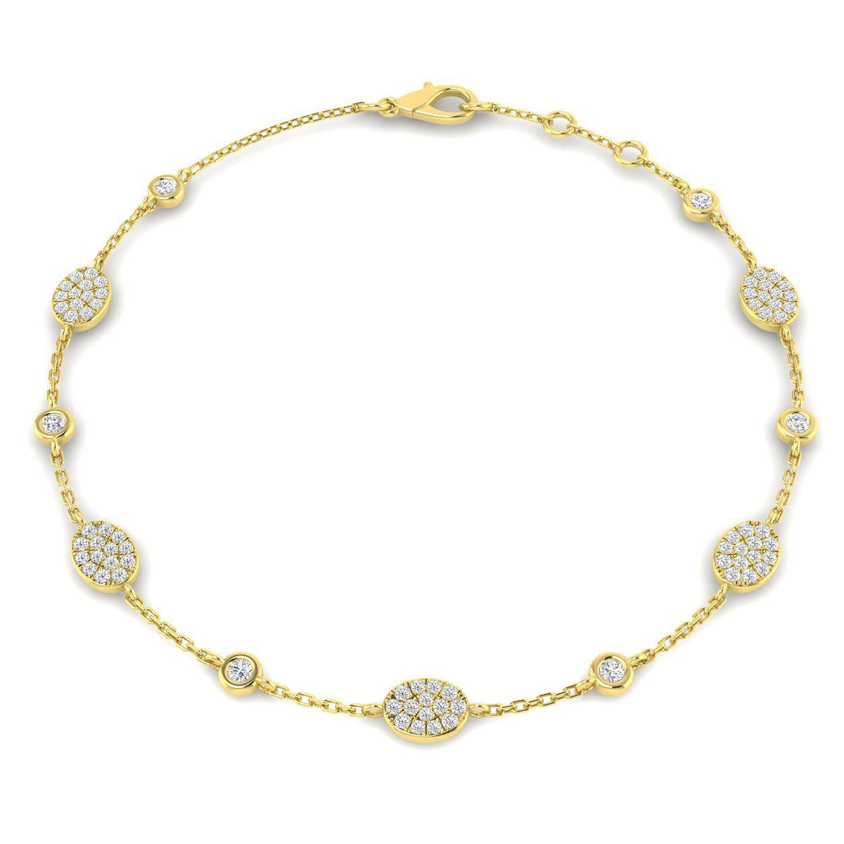 Round Lab Grown Diamond Station Bracelet in 10K/14K gold and platinum with certified lab-grown or natural diamonds
