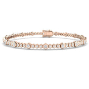 Natural Round Bezel Set Diamond Octagon Tennis Bracelet with Box Clasp in 10K/14K gold and platinum with certified lab-grown or natural diamonds