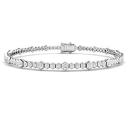 Natural Round Bezel Set Diamond Octagon Tennis Bracelet with Box Clasp in 10K/14K gold and platinum with certified lab-grown or natural diamonds