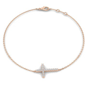 / Solid Gold Natural Diamond Cross Bracelet in 10K/14K gold and platinum with certified lab-grown or natural diamonds
