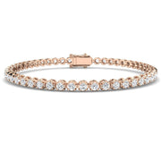 Round Lab Grown Diamond Tennis Bracelet in Prong Set with Secure Box Clasp in 10K/14K gold and platinum with certified lab-grown or natural diamonds