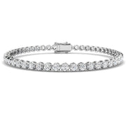 Round Lab Grown Diamond Tennis Bracelet in Prong Set with Secure Box Clasp in 10K/14K gold and platinum with certified lab-grown or natural diamonds