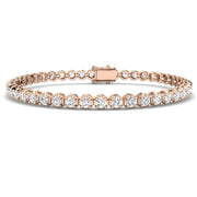 Round Lab Grown Diamond Tennis Bracelet in Prong Set with Secure Box Clasp in 10K/14K gold and platinum with certified lab-grown or natural diamonds