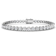 Round Lab Grown Diamond Tennis Bracelet in Prong Set with Secure Box Clasp in 10K/14K gold and platinum with certified lab-grown or natural diamonds