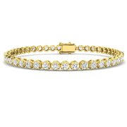 Round Lab Grown Diamond Tennis Bracelet in Prong Set with Secure Box Clasp in 10K/14K gold and platinum with certified lab-grown or natural diamonds