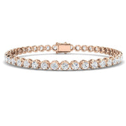 Round Lab Grown Diamond Tennis Bracelet in Prong Set with Secure Box Clasp in 10K/14K gold and platinum with certified lab-grown or natural diamonds