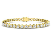 Round Lab Grown Diamond Tennis Bracelet in Prong Set with Secure Box Clasp in 10K/14K gold and platinum with certified lab-grown or natural diamonds