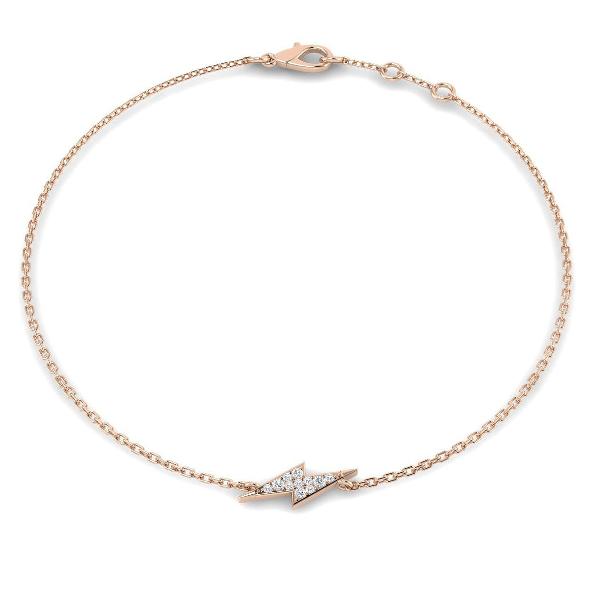 Solid Gold Natural Diamond Lightning Bolt Charm Bracelet in 10K/14K gold and platinum with certified lab-grown or natural diamonds