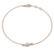 Solid Gold Natural Diamond Lightning Bolt Charm Bracelet in 10K/14K gold and platinum with certified lab-grown or natural diamonds