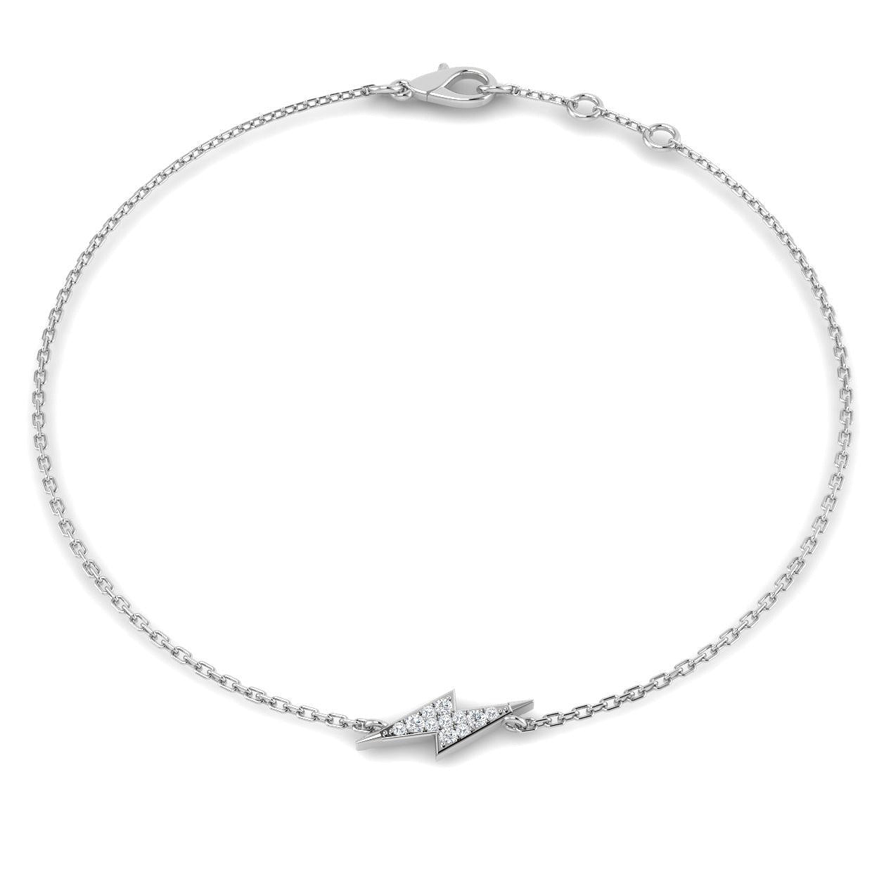 Solid Gold Natural Diamond Lightning Bolt Charm Bracelet in 10K/14K gold and platinum with certified lab-grown or natural diamonds