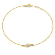 Solid Gold Natural Diamond Lightning Bolt Charm Bracelet in 10K/14K gold and platinum with certified lab-grown or natural diamonds