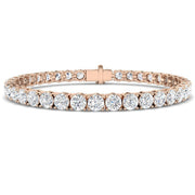 Round Natural Diamond Tennis Bracelet in Prong Set with Secure Box Clasp in 10K/14K gold and platinum with certified lab-grown or natural diamonds