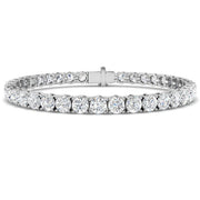 Round Natural Diamond Tennis Bracelet in Prong Set with Secure Box Clasp in 10K/14K gold and platinum with certified lab-grown or natural diamonds