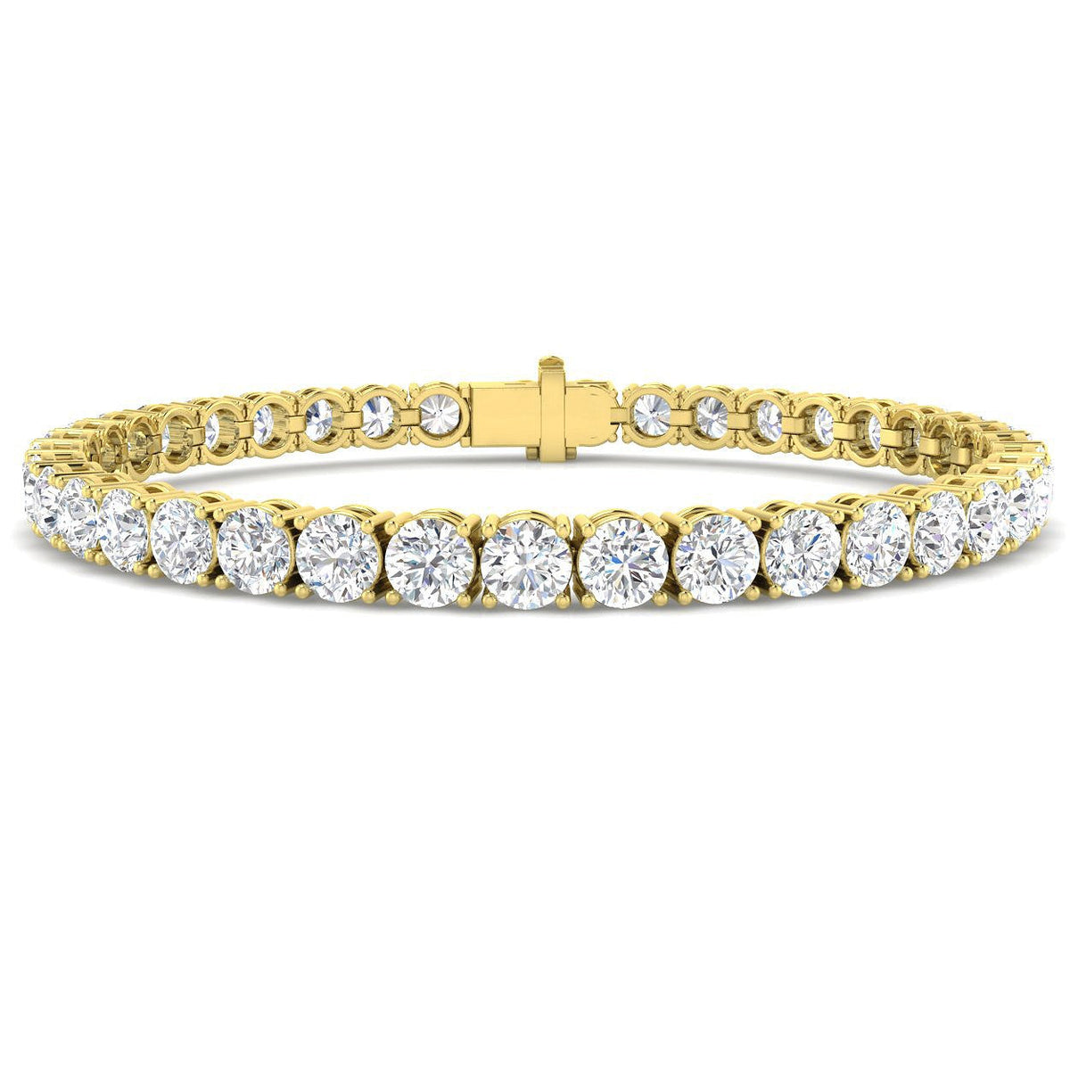 Round Natural Diamond Tennis Bracelet in Prong Set with Secure Box Clasp in 10K/14K gold and platinum with certified lab-grown or natural diamonds