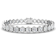 Natural Round Diamond Octagon Bezel Tennis Bracelet with Secure Box Clasp in 10K/14K gold and platinum with certified lab-grown or natural diamonds