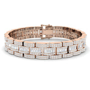 Vintage Diamond Bracelet with Baguette & Round Diamonds in 10K/14K gold and platinum with certified lab-grown or natural diamonds