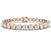 Natural Round Bezel Set Diamond Tennis Bracelet in Platinum with Secure Box Clasp - Line Bracelet in 10K/14K gold and platinum with certified lab-grown or natural diamonds
