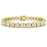 Natural Round Bezel Set Diamond Tennis Bracelet in Platinum with Secure Box Clasp - Line Bracelet in 10K/14K gold and platinum with certified lab-grown or natural diamonds