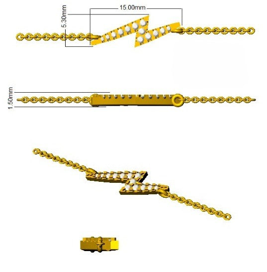 Solid Gold Natural Diamond Lightning Bolt Charm Bracelet in 10K/14K gold and platinum with certified lab-grown or natural diamonds