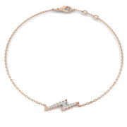 Solid Gold Natural Diamond Lightning Bolt Charm Bracelet in 10K/14K gold and platinum with certified lab-grown or natural diamonds