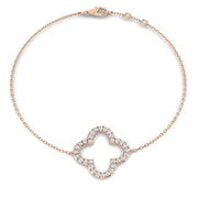 Clover Style Diamond Chain Bracelet in Gold or in 10K/14K gold and platinum with certified lab-grown or natural diamonds