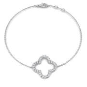 Natural Diamond Round Pave Clover Bracelet in 10K/14K gold and platinum with certified lab-grown or natural diamonds