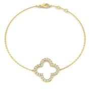 Clover Style Diamond Chain Bracelet in Gold or in 10K/14K gold and platinum with certified lab-grown or natural diamonds