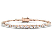 Round Lab Grown Diamond Graduate Tennis Bracelet in Platinum with Prong Set Box Clasp in 10K/14K gold and platinum with certified lab-grown or natural diamonds