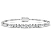 Round Lab Grown Diamond Graduate Tennis Bracelet in Platinum with Prong Set Box Clasp in 10K/14K gold and platinum with certified lab-grown or natural diamonds